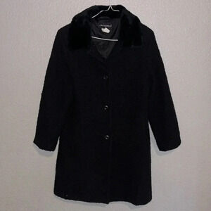 SANDRO wool peacoat faux fur collar